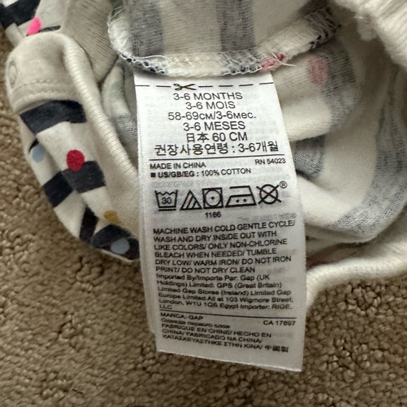 GAP Girls 3-6 Month Polka Dot Navy Stripe Bodysuit. - Picture 3 of 4